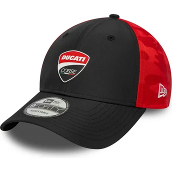 Czarna i czerwona zakrzywiona czapka regulowana 9FORTY z logo Ducati Motor MotoGP od New Era