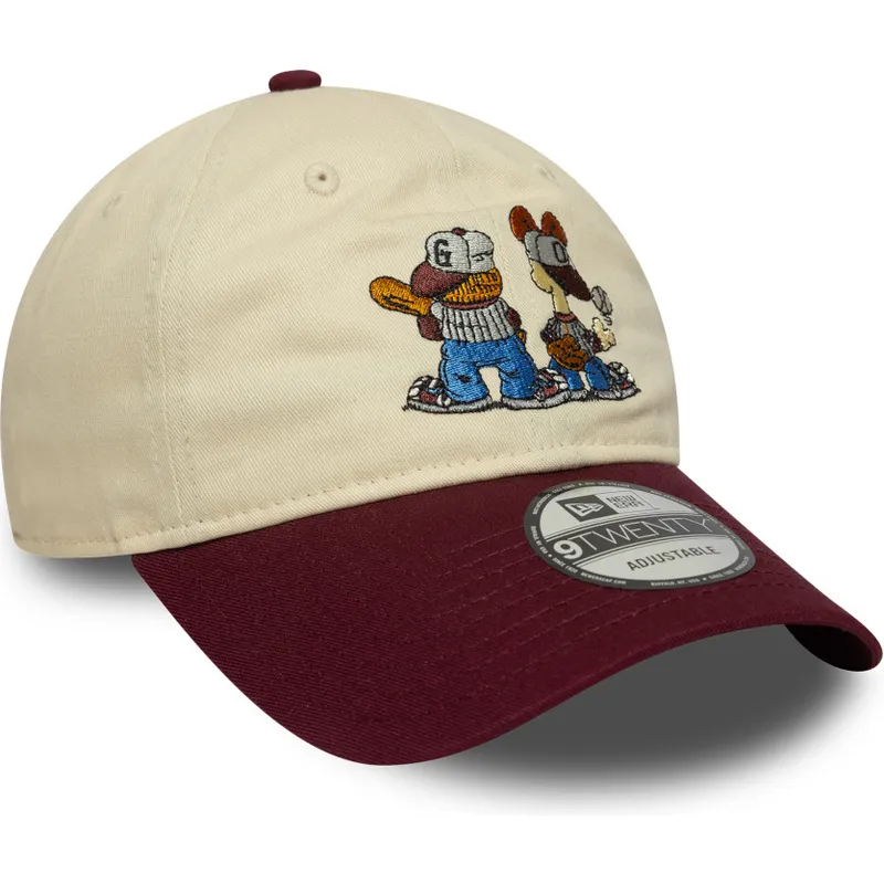 regulowana-czapka-z-zakrzywionym-daszkiem-bezowo-bordowa-9twenty-garfield-i-odie-new-era