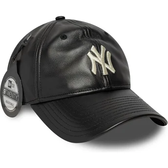 Czarna zakrzywiona czapka regulowana 9TWENTY Leather New York Yankees MLB od New Era