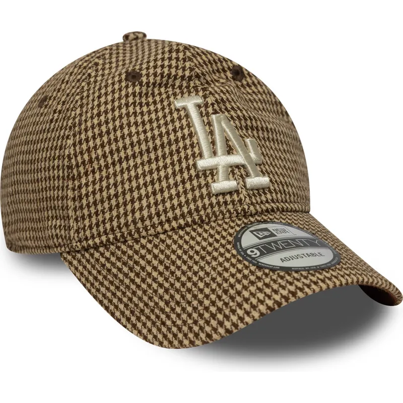 brazowa-regulowana-czapka-z-daszkiem-9twenty-houndstooth-los-angeles-dodgers-mlb-od-new-era