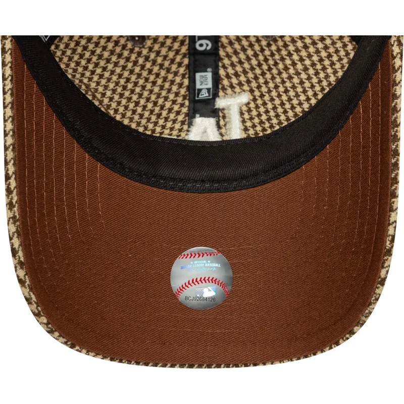 brazowa-regulowana-czapka-z-daszkiem-9twenty-houndstooth-los-angeles-dodgers-mlb-od-new-era