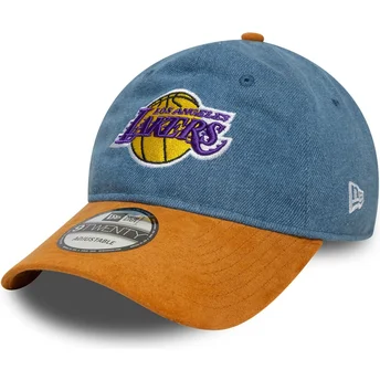 Niebiesko-brązowa regulowana czapka z daszkiem 9TWENTY Denim Midi Los Angeles Lakers NBA New Era