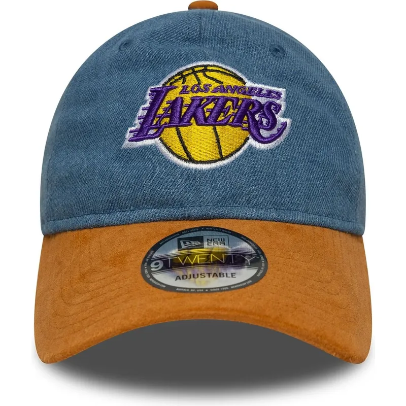 niebiesko-brazowa-regulowana-czapka-z-daszkiem-9twenty-denim-midi-los-angeles-lakers-nba-new-era