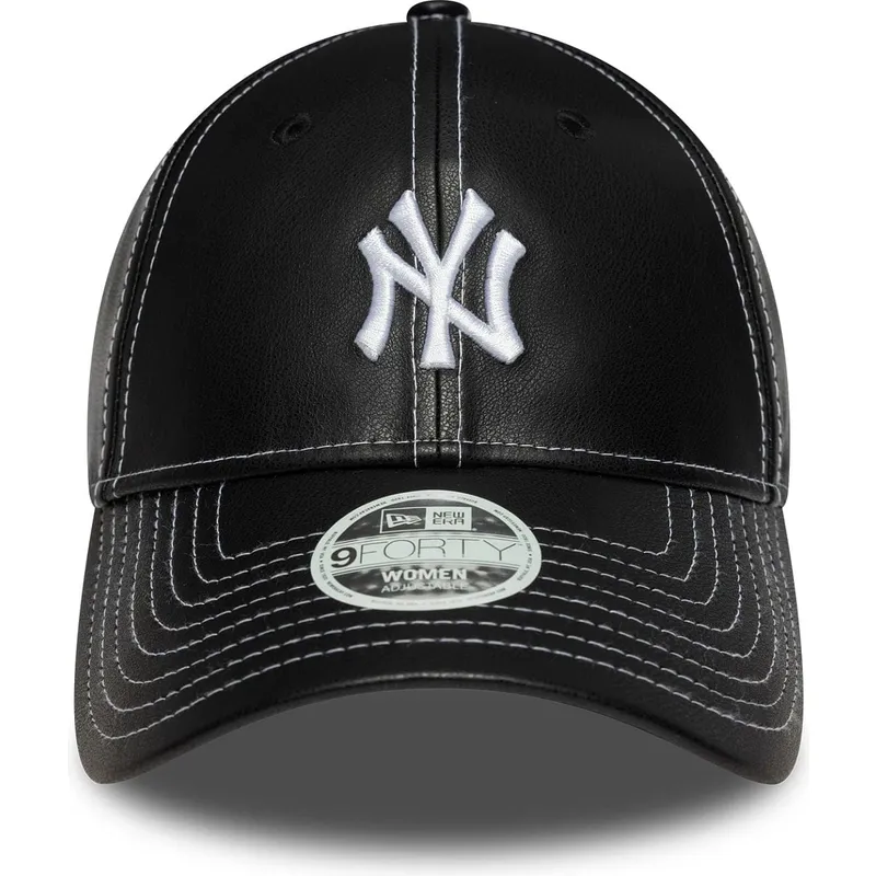 czarna-regulowana-czapka-z-daszkiem-dla-kobiet-9forty-topstitch-pu-new-york-yankees-mlb-new-era