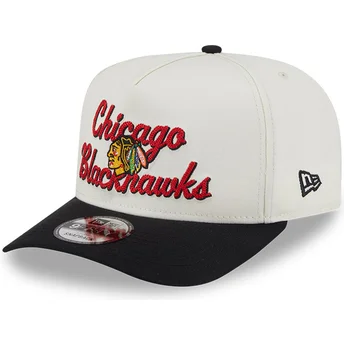 Czapka z daszkiem beżowo-czarna snapback 9FIFTY A Frame Chainstitch Chicago Blackhawks NHL od New Era