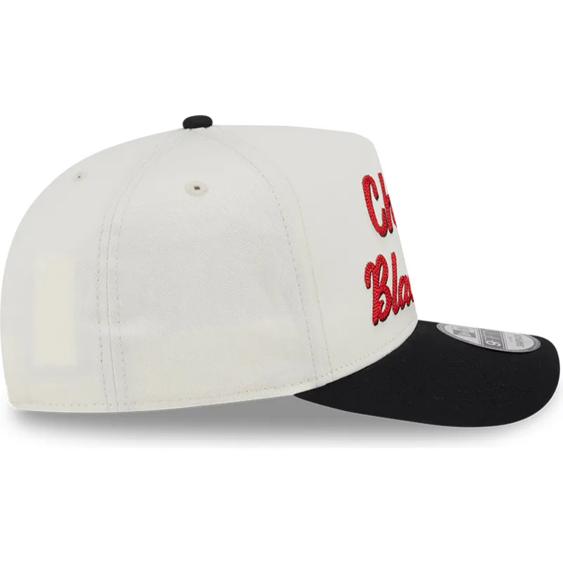 bezowo-czarna-zakrzywiona-czapka-snapback-9fifty-a-frame-chainstitch-chicago-blackhawks-nhl-new-era