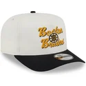 bezowo-czarna-czapka-z-daszkiem-snapback-9fifty-a-frame-chainstitch-boston-bruins-nhl-od-new-era