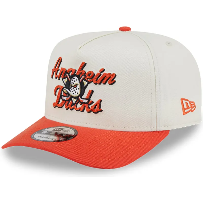 bezowo-pomaranczowa-czapka-z-zakrzywionym-daszkiem-snapback-9fifty-a-frame-chainstitch-anaheim-ducks-nhl-new-era