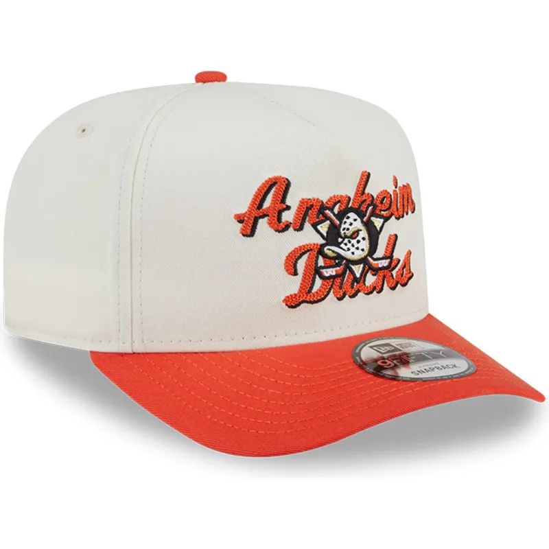 bezowo-pomaranczowa-czapka-z-zakrzywionym-daszkiem-snapback-9fifty-a-frame-chainstitch-anaheim-ducks-nhl-new-era