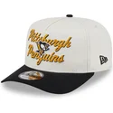 bezowo-czarna-zakrzywiona-czapka-snapback-9fifty-a-frame-chainstitch-pittsburgh-penguins-nhl-new-era
