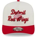 bezowo-czerwona-zakrzywiona-czapka-snapback-9fifty-a-frame-chainstitch-detroit-red-wings-nhl-new-era