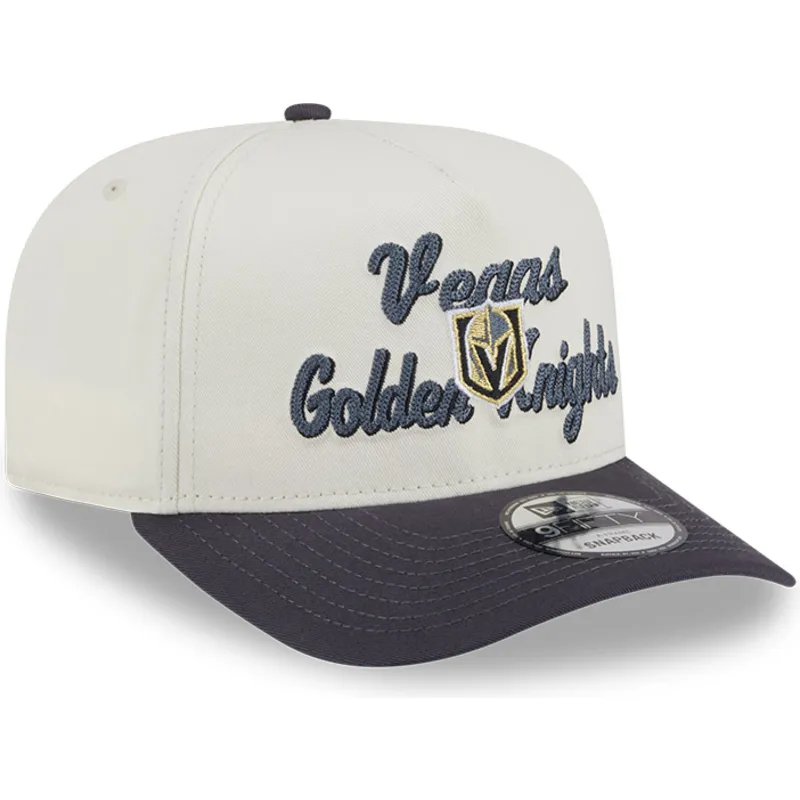 bezowo-szara-zakrzywiona-czapka-snapback-9fifty-a-frame-chainstitch-vegas-golden-knights-nhl-new-era