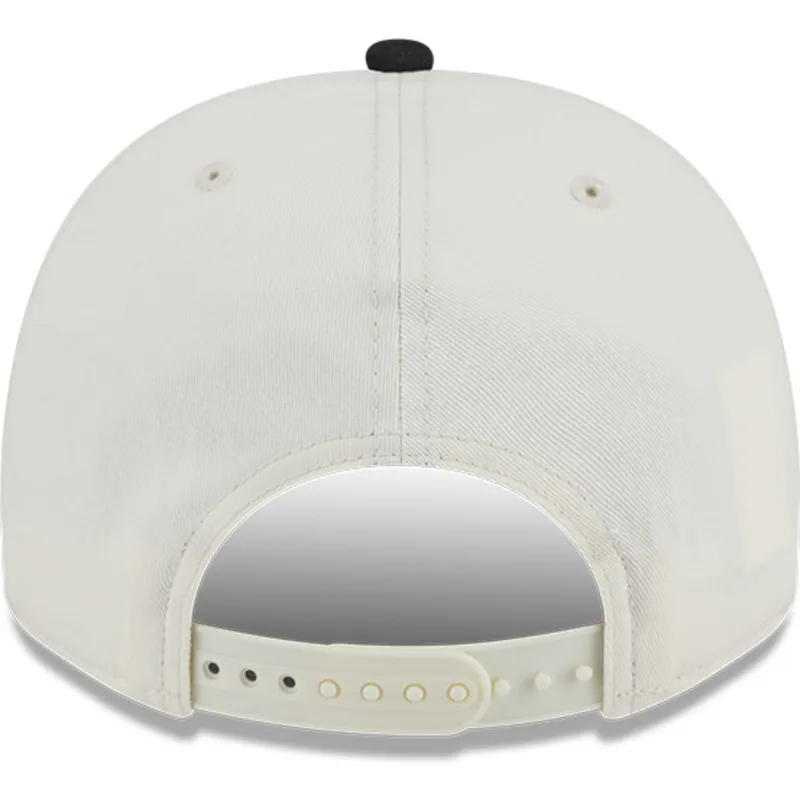 bezowo-czarna-zakrzywiona-czapka-snapback-9fifty-a-frame-chainstitch-san-jose-sharks-nhl-new-era