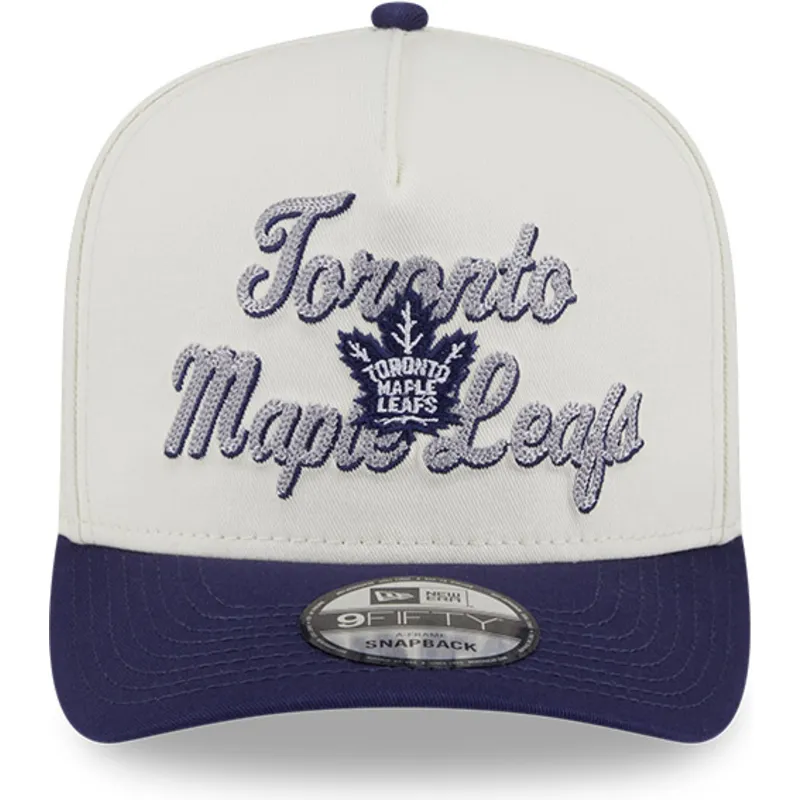 bezowo-fioletowa-czapka-z-zakrzywionym-daszkiem-snapback-9fifty-a-frame-chainstitch-toronto-maple-leafs-nhl-new-era