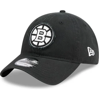 Czarna zakrzywiona regulowana czapka 9TWENTY Stamp Boston Bruins NHL od New Era