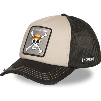 Beżowo-czarna czapka trucker Straw Hat Pirates OP6 STR One Piece od Capslab