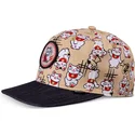 bezowo-czarna-czapka-snapback-z-plaskim-daszkiem-dla-dzieci-lucky-cat-linen-od-djinns