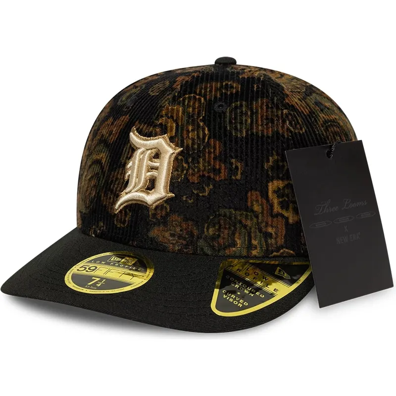 czarna-dopasowana-czapka-z-zakrzywionym-daszkiem-59fifty-low-profile-floral-cord-three-looms-printed-corduroy-detroit-tigers-mlb