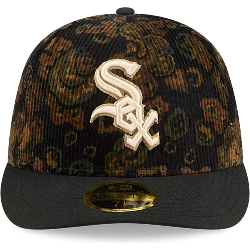 czarna-dopasowana-czapka-z-zakrzywionym-daszkiem-59fifty-low-profile-floral-cord-three-looms-printed-corduroy-chicago-white-sox-