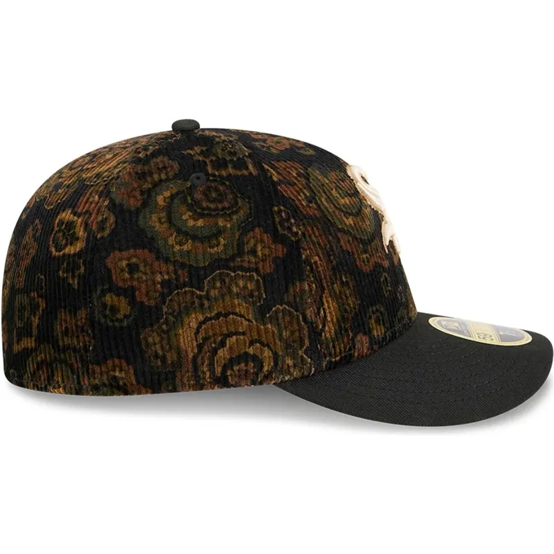 czarna-dopasowana-czapka-z-zakrzywionym-daszkiem-59fifty-low-profile-floral-cord-three-looms-printed-corduroy-chicago-white-sox-