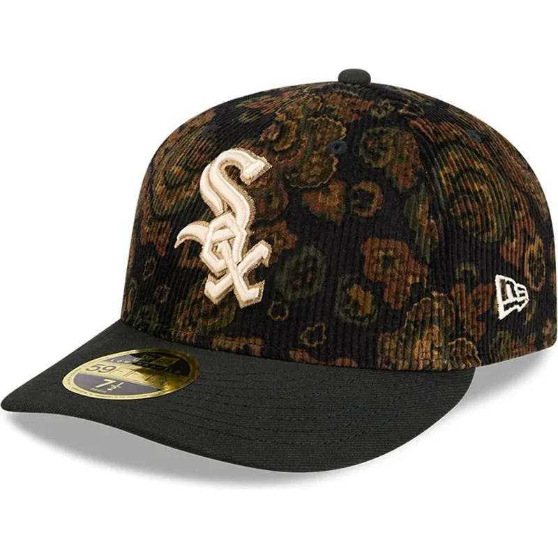 czarna-dopasowana-czapka-z-zakrzywionym-daszkiem-59fifty-low-profile-floral-cord-three-looms-printed-corduroy-chicago-white-sox-