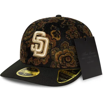 Czarna zakrzywiona czapka dopasowana 59FIFTY Low Profile Floral Cord Three Looms Printed Corduroy San Diego Padres MLB od New Er
