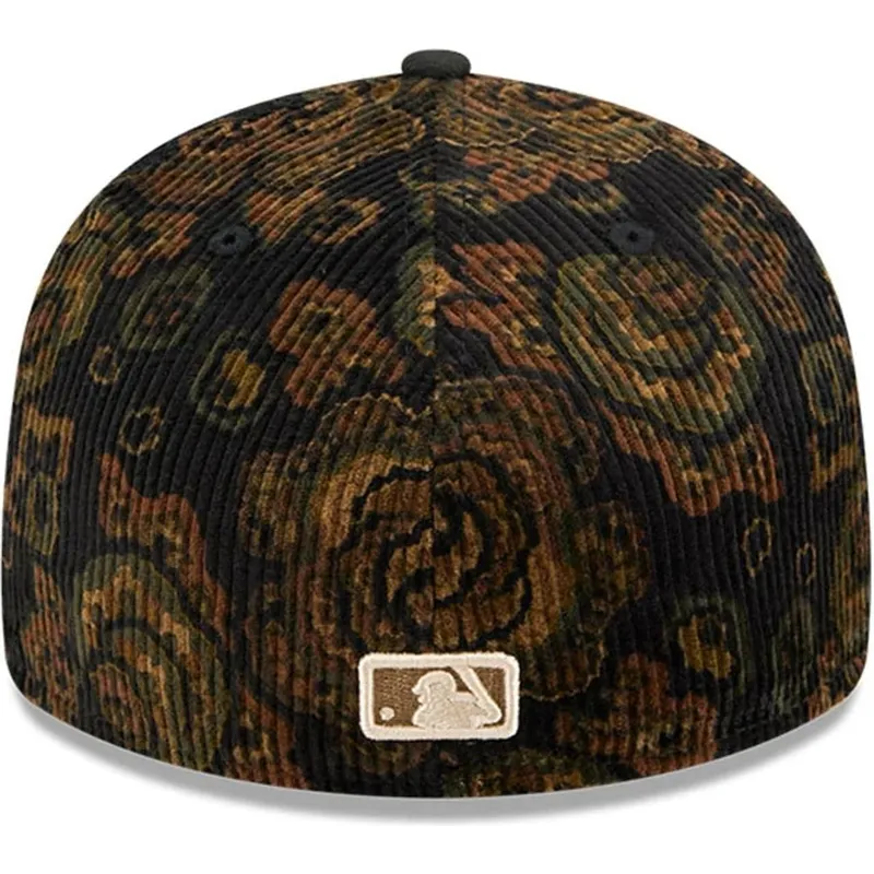 czarna-dopasowana-czapka-z-zakrzywionym-daszkiem-59fifty-low-profile-floral-cord-three-looms-printed-corduroy-los-angeles-dodger