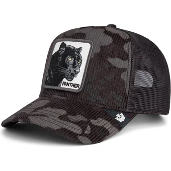 Czarna czapka trucker z panterą Panther Corduroy Camo The Farm od Goorin Bros.