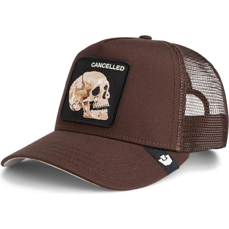 czapka-trucker-brazowa-czaszka-the-cancelled-skull-grit-the-farm-od-goorin-bros
