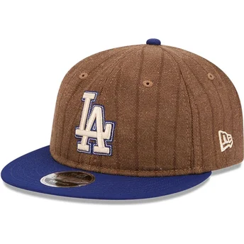 Brązowa i niebieska regulowana czapka z daszkiem 9FIFTY Retro Crown Wool Pinstripe Los Angeles Dodgers MLB New Era