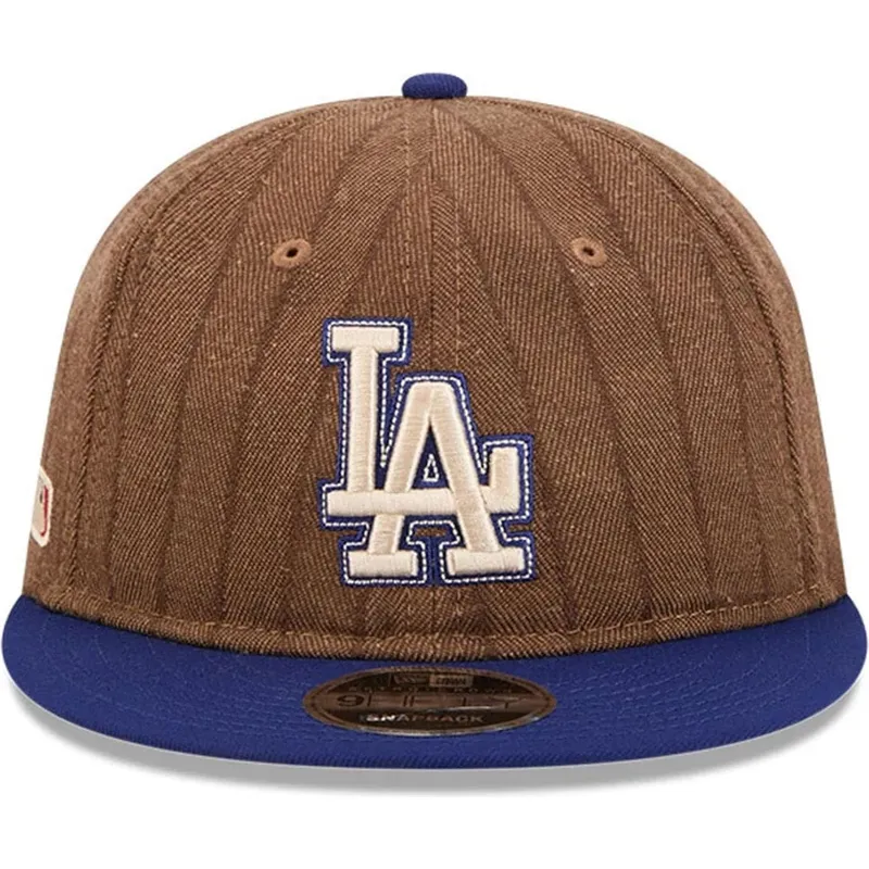 brazowa-i-niebieska-regulowana-czapka-z-daszkiem-9fifty-retro-crown-wool-pinstripe-los-angeles-dodgers-mlb-new-era