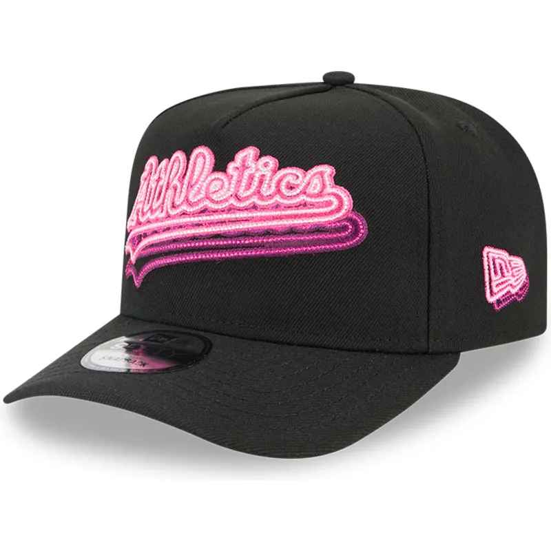 czarna-zakrzywiona-czapka-snapback-9fifty-a-frame-neon-oakland-athletics-mlb-new-era