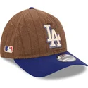 brazowa-i-niebieska-regulowana-czapka-z-daszkiem-9twenty-a-frame-wool-pinstripe-los-angeles-dodgers-mlb-new-era