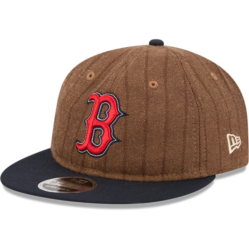 brazowa-i-granatowa-regulowana-czapka-z-daszkiem-9fifty-retro-crown-wool-pinstripe-boston-red-sox-mlb-new-era