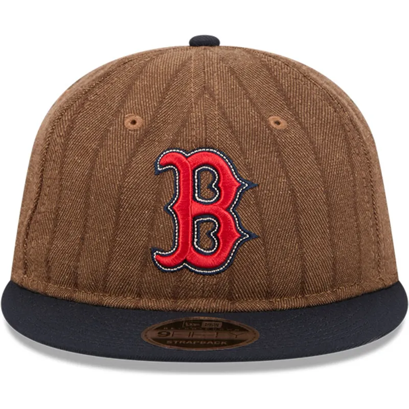 brazowa-i-granatowa-regulowana-czapka-z-daszkiem-9fifty-retro-crown-wool-pinstripe-boston-red-sox-mlb-new-era