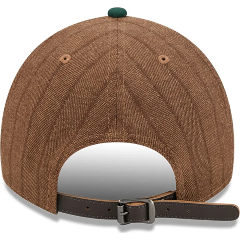 brazowo-zielona-regulowana-czapka-z-daszkiem-9twenty-a-frame-wool-pinstripe-oakland-athletics-mlb-new-era