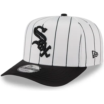 Czapka z daszkiem zakrzywionym biała i czarna snapback 9FIFTY A Frame Satin Pinstripe Chicago White Sox MLB od New Era