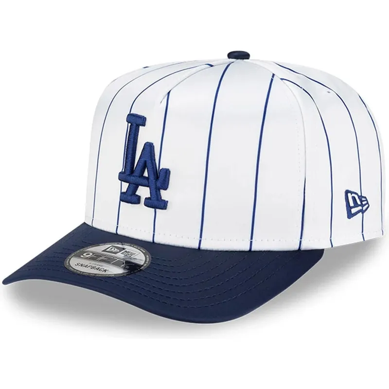 biala-i-niebieska-zakrzywiona-czapka-snapback-9fifty-a-frame-satin-pinstripe-los-angeles-dodgers-mlb-new-era