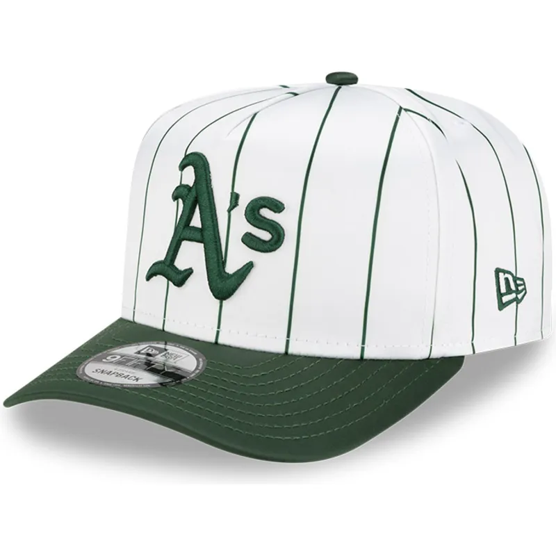 biala-i-zielona-zakrzywiona-czapka-snapback-9fifty-a-frame-satin-pinstripe-oakland-athletics-mlb-new-era
