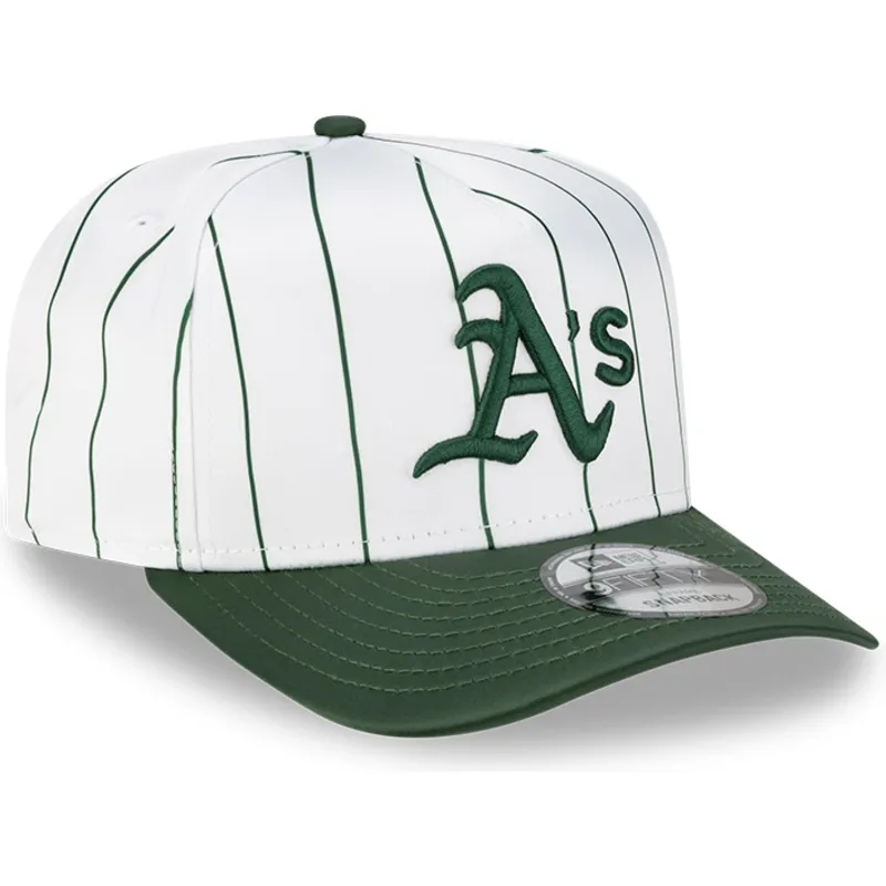 biala-i-zielona-zakrzywiona-czapka-snapback-9fifty-a-frame-satin-pinstripe-oakland-athletics-mlb-new-era