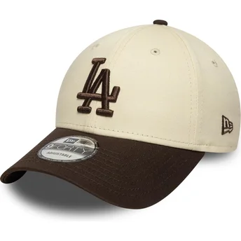 Beżowo-brązowa regulowana czapka z daszkiem 9FORTY Side Patch Los Angeles Dodgers MLB New Era
