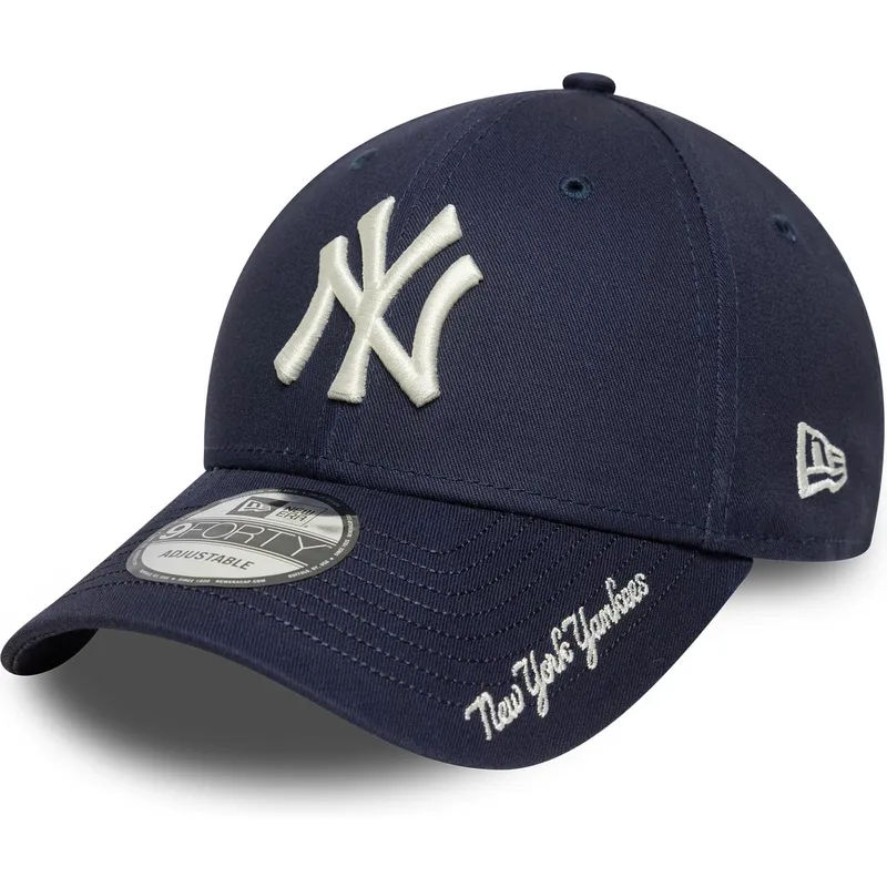 granatowa-zakrzywiona-czapka-z-regulacja-9forty-visor-script-new-york-yankees-mlb-new-era