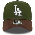 zielono-brazowa-zakrzywiona-czapka-snapback-9forty-e-frame-suede-visor-los-angeles-dodgers-mlb-new-era