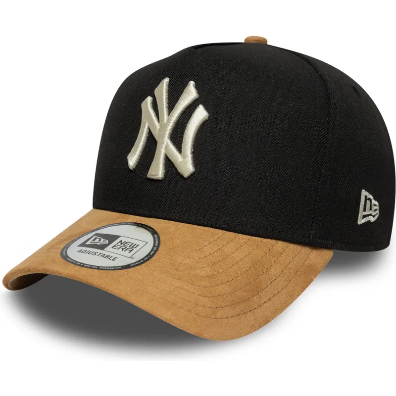 czarna-i-brazowa-czapka-z-daszkiem-snapback-9forty-e-frame-suede-visor-new-york-yankees-mlb-new-era