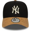 czapka-z-daszkiem-czarna-i-brazowa-snapback-9forty-e-frame-suede-visor-new-york-yankees-mlb-new-era