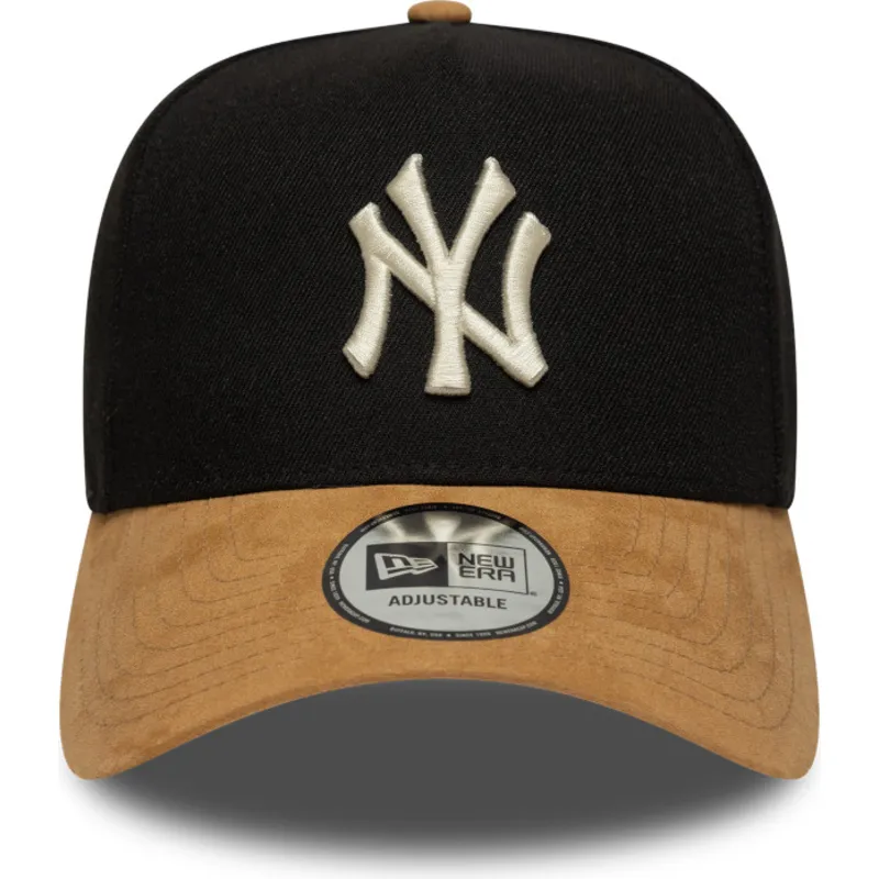 czarna-i-brazowa-czapka-z-daszkiem-snapback-9forty-e-frame-suede-visor-new-york-yankees-mlb-new-era