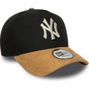 czarna-i-brazowa-czapka-z-daszkiem-snapback-9forty-e-frame-suede-visor-new-york-yankees-mlb-new-era