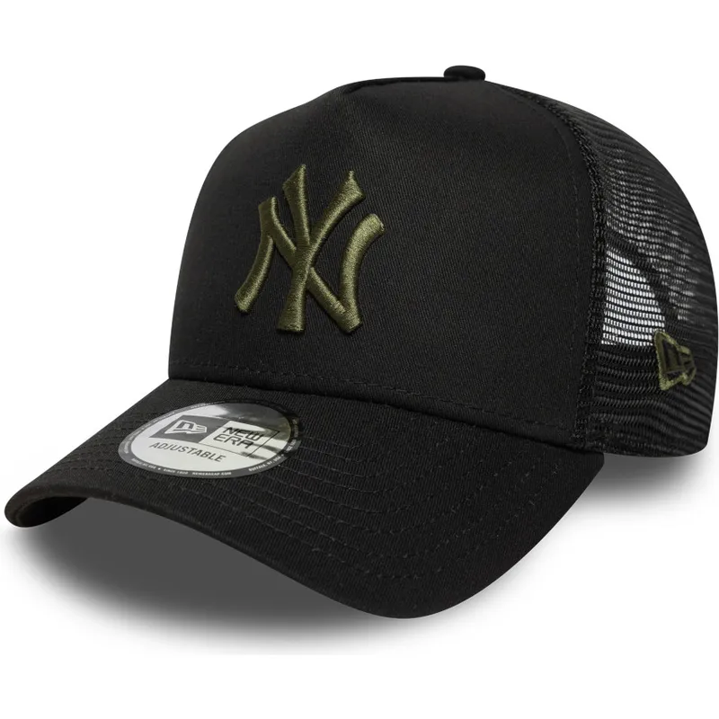czapka-trucker-czarna-z-zielonym-logo-a-frame-league-essential-new-york-yankees-mlb-new-era