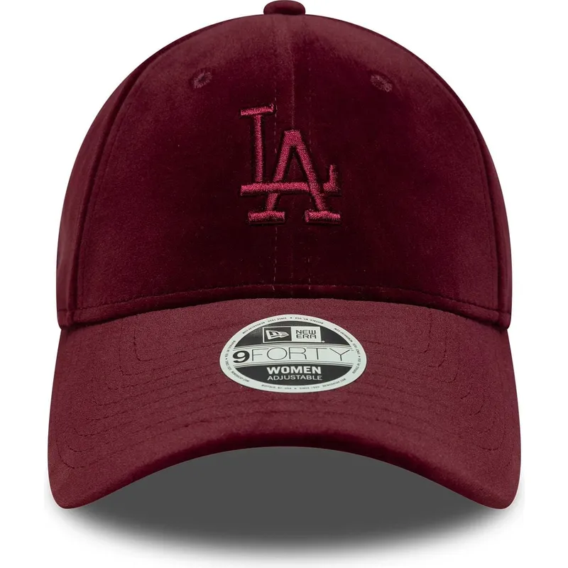 regulowana-bordowa-czapka-z-zakrzywionym-daszkiem-dla-kobiet-9forty-velour-los-angeles-dodgers-mlb-new-era