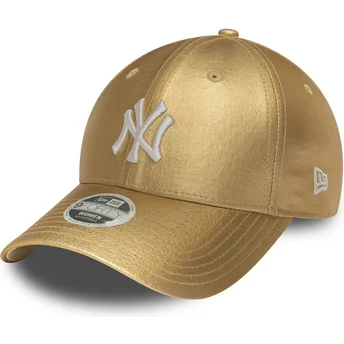 Regulowana złota czapka z zakrzywionym daszkiem dla kobiet 9FORTY Metallic New York Yankees MLB od New Era